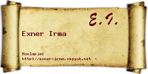 Exner Irma névjegykártya